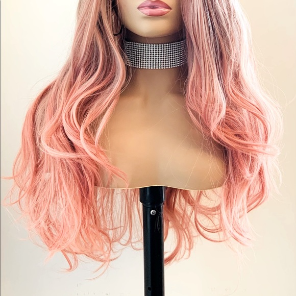 Very Pretty 24” Ombre Pink Coral Mix Lace Front Premium Wig - Picture 2 of 12